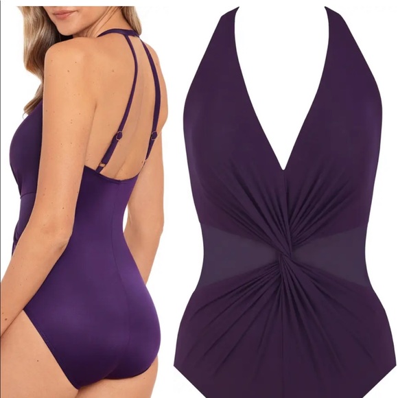 MIRACLESUIT Illusionist Wrapture One-Piece Swimsuit PURPLE SIZE 10 NEW 0500 - Picture 3 of 7